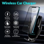 NOYMI Wireless Charger for Car | Ultra-Slim 15W Fast Wireless Charger - Sleek, Qi-Certified Charging Pad for iPhone & Android|Black - Image 3