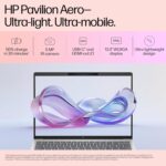 HP Pavilion Aero, AMD Ryzen 5-8640U AI Laptop (16GB RAM, 512GB SSD), WUXGA, 13.3"/33.8cm, Win 11, Office 2021, Silver, 1Kg, AMD Radeon Graphics, Ultra-Light, 5MP Camera, bg0016AU - Image 3