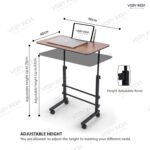 Multi-Purpose Laptop Table, Study Table| Bed Table| Adjustable Height, Portable for Office, Work Form Home | DIY Table, Easy to Assemble, Engineered (Wood Adjustable) - Image 3