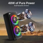 pTron Fusion Saga 48W Bluetooth Party Speaker w/Pristine Sound, Dual Drivers, Rhythmic RGB Lights, 6Hrs Playtime, BT5.3/Aux/TF Card/USB Playback Modes, Type-C Charging, Portable Design (Black) - Image 3