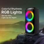 pTron Fusion Saga 48W Bluetooth Party Speaker w/Pristine Sound, Dual Drivers, Rhythmic RGB Lights, 6Hrs Playtime, BT5.3/Aux/TF Card/USB Playback Modes, Type-C Charging, Portable Design (Black) - Image 4