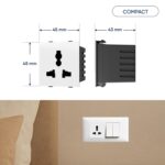 Aziot 6amps Non Smart Modular Socket | Glass Touch Fitted | Fits Regular Switch Plates | Made in India (White) - Image 3