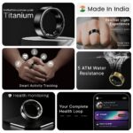 Leaf Halo Smart Ring | Health Tracker | Sleep, Fitness, Stress | Includes 30+ Workout Modes | Battery upto 10 Days | Buy Sizing Kit First | Track Steps, HRV, SPO2 & Periods | Lunar Silver - Size 9 - Image 3