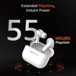 Amazon Basics TWS Wireless in Ear Earbuds, Bluetooth 6.0 Earphones with Mic, 55H Playtime, Bluetrum 5656A Chipset, Compact 500 mAh Charging Case, Clear Calls, Ergonomic Design (White) - Image 5