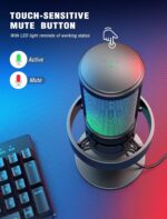 FIFINE AmpliGame Gaming Microphone, USB PC Mic for Streaming, Podcasts, Recording, Condenser Computer Desktop Mic on Mac/PS4/PS5, with RGB Control, Mute Touch, Headphone Jack, Pop Filter, Stand-A8 - Image 5