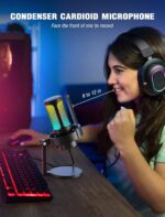 FIFINE AmpliGame Gaming Microphone, USB PC Mic for Streaming, Podcasts, Recording, Condenser Computer Desktop Mic on Mac/PS4/PS5, with RGB Control, Mute Touch, Headphone Jack, Pop Filter, Stand-A8 - Image 6