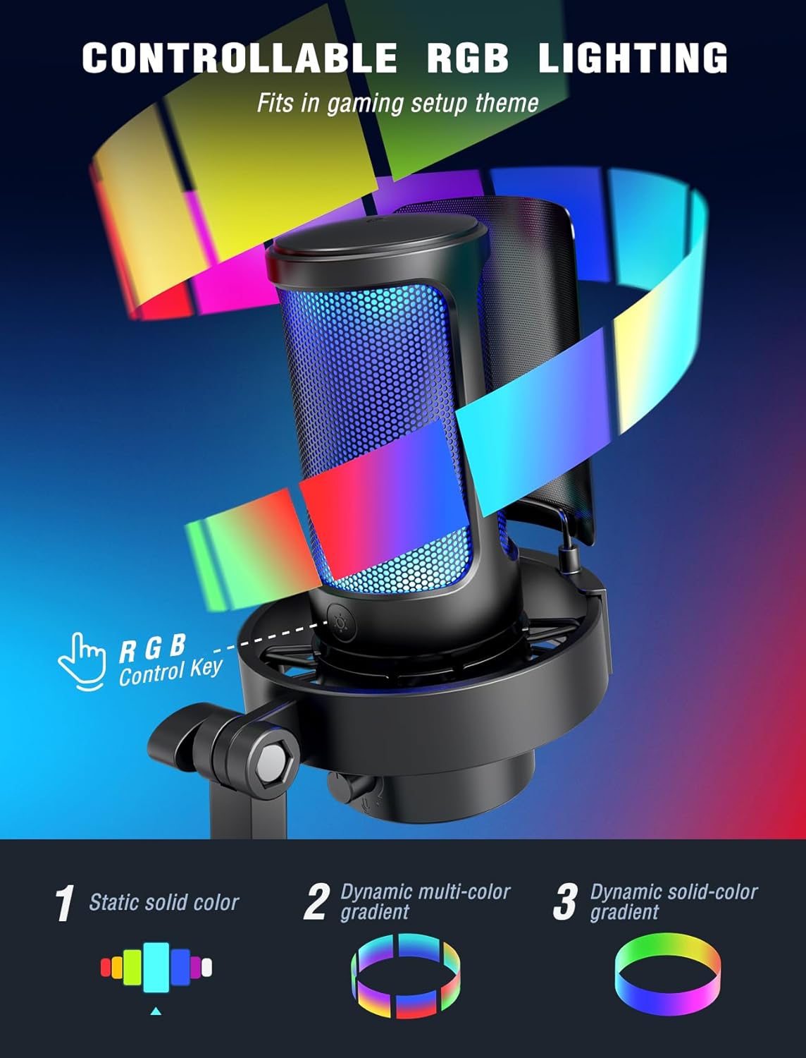FIFINE AmpliGame Gaming Microphone, USB PC Mic for Streaming, Podcasts, Recording, Condenser Computer Desktop Mic on Mac/PS4/PS5, with RGB Control, Mute Touch, Headphone Jack, Pop Filter, Stand-A8 - Image 9