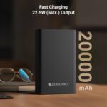 ZEBRONICS 20000 mAh Compact Power Bank, 22.5W Super Fast Charging, PD3.0 (PPS), Dual Type-C & USB-A, LED Indicator, Metal Body, for All Mobiles, Tablet & Other Devices EnergiTank 20MR1 (Midnight) - Image 3