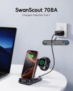 SwanScout Wireless Charger for iPhone 17, SwanScout 708A, 3 in 1 Charging Station for iPhone Air/16/15/14/13/12, Foldable Charging Stand for Apple Watch Ultra/11/10/9/8/7/6, for AirPods (No Adapter) - Image 3