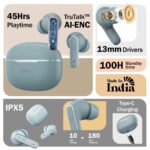 pTron Bassbuds Eon in-Ear TWS Earbuds w/ 13mm Drivers, 45Hrs Playtime, Dual HD Mic & AI-ENC Calls, Custom EQ, Mobile App, Bluetooth v6.0 Headphones, Voice Assistant, Type C Charging & IPX5 (Grey) - Image 3