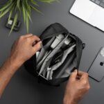 Tech Pouch Organizer | Gadget Organizer for Travel | Tech Accessories Pouch for Gadget, Hard Disk, Charger with Multiple Pockets | Water-Resistant | Midnight Black with Adjustable Strap - Image 3