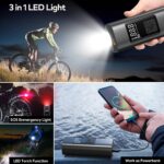 Portable Air Compressor, Rechargeable Tire Inflator 150PSI 8000mAH Cordless Emergency LED Light Electric Air Pump for Car Tire Bicycles Motorcycle Balls With Power Bank (Black) - Image 4