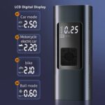 Portable Air Compressor, Rechargeable Tire Inflator 150PSI 8000mAH Cordless Emergency LED Light Electric Air Pump for Car Tire Bicycles Motorcycle Balls With Power Bank (Black) - Image 5