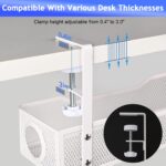 Climberty® No Drill Under Desk Cable Management Tray, Adjustable Metal Wire Organizer Rack with Clamp for Cord, Power Strip & Network Cable Storage, Office Or Home Use, 13x4.7x3.1 inches (White) - Image 4