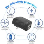 POE Injector 24V 1A 24W with Wall Plug IEEE 802.3af Compliant 10/100Mbps, 2 Ports Passive Power Up to 100 Meters (325 Feet) Over Ethernet Power Supply for IP Cameras Mobile WLAN AP - Image 4
