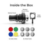 Digitek® (DS 230) Bowens Mount Optical Snoot Kit for Studio Light Flash, Accessories with 6X Gobos & 4X Color Gels (Red/Yellow/Green/Blue), Multifunction Focus Ring, Premium Metal Construction - Image 4