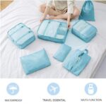 Travel Organizer 7 in 1 Travel Laundry Cosmetics Luggage Packing Organizers Set Makeup Bags Organizer Packing Cubes with Shoe Bag for Travel, Nylon (Light Blue) - Image 3