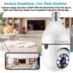 4MP HD WiFi Smart Bulb Security Camera with 360° Pan & 90° Tilt, 2-Way Audio, Spotlight Function, and Full Color Night Vision (light bulb) - Image 7