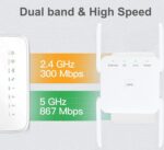 WiFi Extender WiFi Booster Indoor Repeater Signal Booster 1200Mbps WiFi Amplifier Long Range High Speed 5G/2.4G WiFi Internet Booster (White-1200Mb) - Image 3