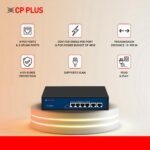 CP Plus 6 Ports Fast Ethernet with 4 PoE Ports (1000 Mbps) & 2 Uplink Ports (100 Mbps) POE Switch | Max. 30W Output of Single PoE Port | LED Light Indicators | Plug & Play - CP-DNW-HPU4H2-48-V2. - Image 3