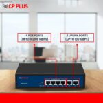 CP Plus 6 Ports Fast Ethernet with 4 PoE Ports (1000 Mbps) & 2 Uplink Ports (100 Mbps) POE Switch | Max. 30W Output of Single PoE Port | LED Light Indicators | Plug & Play - CP-DNW-HPU4H2-48-V2. - Image 4