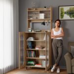 Rocco Stellar Bookshelf with Upper Storage & Auto LED Lights (Oak, Tall Size) - Image 4