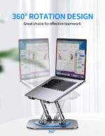 Adjustable Laptop Stand with 360 Rotating Base, Computer Stand for Laptop Ergonimic Foldable Laptop Riser for Desk Compatible with MacBook Pro/Air Notebook up to 16 Inches, Grey - Image 3