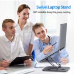 Adjustable Laptop Stand with 360 Rotating Base, Computer Stand for Laptop Ergonimic Foldable Laptop Riser for Desk Compatible with MacBook Pro/Air Notebook up to 16 Inches, Grey - Image 4