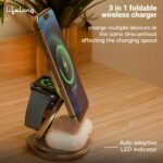 Lifelong Zerocord Wireless Charger 23 W 3 in 1 Foldable Magsafe Charger for iPhone 15/14/13/12 Series, Apple Airpods, Apple Watch, Fast Charging, 3 Outputs, Led Indicator, Silver - Image 3