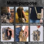 Leather Mobile Holster, Multifunction Belt Pouch for Mobile Phone, Universal Outdoor Gear Tactical Gadget Bag with Belt & Hook (Military) - Image 4