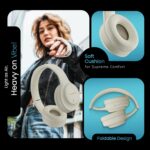 HAMMER Vibe ENC Bluetooth Headphone, 40mm Driver, Dual Pairing, 50hrs Playtime, Voice Assistant, BT V5.4, Game Mode, Soft Cushions, Lightweight Headphones for Music, Gaming and Calls (Beige) - Image 5