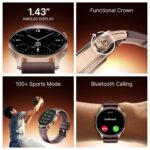 Boat Ultima Prime smartwatch with 1.43” AMOLED Display, AOD, Personalized Fitness Nudges, Functional Crown,100+ Sports Modes, Create Your Own Watchface, smartwatch for Man and Woman (Royal Berry) - Image 3