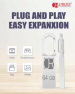 CROSS 3.0 USB Flash Drive/Pen Drive with Metal Body - Silver | External Storage Device 4GB 8GB 16GB 32GB 64GB 128GB Pen Drive | Compatible with Laptop, Desktop, Projector, Car, Audio (64GB) - Image 5
