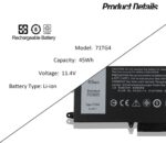 Wefly K5XWW Laptop Battery Compatible for Dell Latitude 7389 5289 E5289 7390 2-in-1 P29S001 P29S002 L3180 Series Notebook N18GG 6CYH6 71TG4 725KY J0PGR Laptop Battery - Image 3