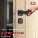Quba QRIOUS Digital Mortise Lock | 3-Way Access Biometric Handle Lock | Black | Bluetooth & Fingerprint Security with Hijack Protection | 2 Keys & 100 Users | Free Installation | 2 Year Warranty - Image 3