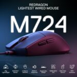 Redragon M724 Wired Gaming Mouse, 42G Ultra-Light 12,400 Max DPI Optical Gaming Mouse with 5 Programmable Buttons, Ergonomic Natural Grip Build, Software Supports DIY Keybinds & DPI, Black - Image 3