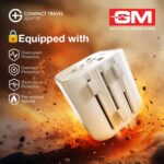 GM G+ Compact Travel Adapter | Universal All-in-One Worldwide Plug (US/UK/EU/AU) | Multi-Device Charging | Smart Safety Protection | Foldable, Fire-Resistant Travel Charger for 150+ Countries - White - Image 4