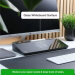 Wedge Desktop Whiteboard - All-in-One Desk Organiser & Glass Whiteboard. Ideal for Small Office & Home Office Accessories Storage. (Black, 40cm) - Image 4