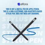 Elfora 2 in 1 Tablet Stylus Pen for All Touch Screens Devices | Fine Point Tip | High Sensitivity & Precision Capacitive Pen with Compatible for iOS, Android, and Windows – Black - Image 3