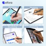 Elfora 2 in 1 Tablet Stylus Pen for All Touch Screens Devices | Fine Point Tip | High Sensitivity & Precision Capacitive Pen with Compatible for iOS, Android, and Windows – Black - Image 4