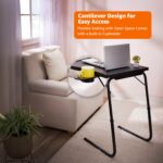 Amazon Basics Pro Smart | Height Adjustable Laptop Table | Adjustable Table Angle | Cupholder | Carbon Steel | Foldable | Black | 75 cm - H, 55 cm - L, 40 cm - W - Image 4