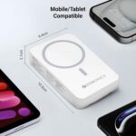 ZEBRONICS EnergiSafe 10R2 || 10000mAh MagSafe Wireless Power Bank | 15W Wireless & 22.5W PD (PPS) Fast Charging | Built-in Stand | Type-C & Lightning Cable | 5× Outputs | for iPhone & AirPods (White) - Image 6