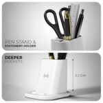 XECH Pen Stand with Wireless Charger | 15W Fast Wireless Charging Pad with USB-A & Type-C Output Ports | Stationery Holder | Valentine Gift for Girlfriend Boyfriend Men & Women (Quest) - Image 4