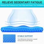 Gel Comfort Double Layer Honeycomb Seat Cushion, Blue, Non-Slip Cover, Pressure Relief for Office Chair, Wheelchair, Car Seat - Image 3