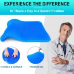 Gel Comfort Double Layer Honeycomb Seat Cushion, Blue, Non-Slip Cover, Pressure Relief for Office Chair, Wheelchair, Car Seat - Image 4