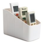GadgetBite Remote Holder Office Desk Organiser Pen Holder Multifunctional Storage Box Organizer With 4 Storing Compartments For Pen Pencil AC TV Remote Notes and Cards - White - Image 3