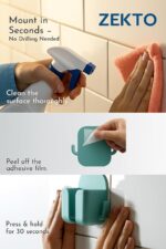 Wall Mount Mobile Holder for Home - Self Adhesive Phone Charging Stand with Dual Hooks, Multipurpose Remote Organizer for Bathroom, Kitchen & Office - Durable ABS, Pack of 4 (Random Colors) - Image 3