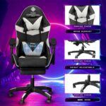 Casa Copenhagen Designed in Denmark,High-Back Italian Leather Gaming Ergonomic Chair with Advanced Mechanism & Electric Back Massager, Memory Foam Seating & Multi Function Arm-Rest - White & Black - Image 3