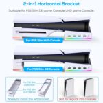 New World RGB Horizontal Stand for PS5 Slim Console Accessories with 14 Light Mode and 4 USB Hubs, Side Stand for Playstation 5 Slim Disc & Digital, Base Holder with Fast Controller Charging - Image 3