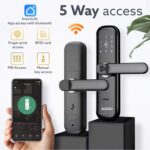 AGARO Grand Smart Door Lock with Handle, Auto Lock, Unlock with Finger Print/RFID Card/PIN Access/App with Bluetooth/Manual Key Access, Digital Door Lock, Anti-Theft Lock, Home Safety, Black - Image 3